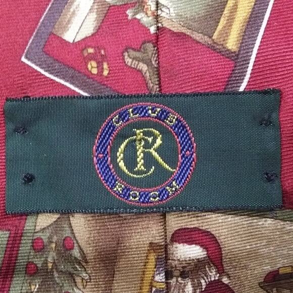 Men's CLUB ROOM Santa Silk Necktie 55" - Picture 3 of 4